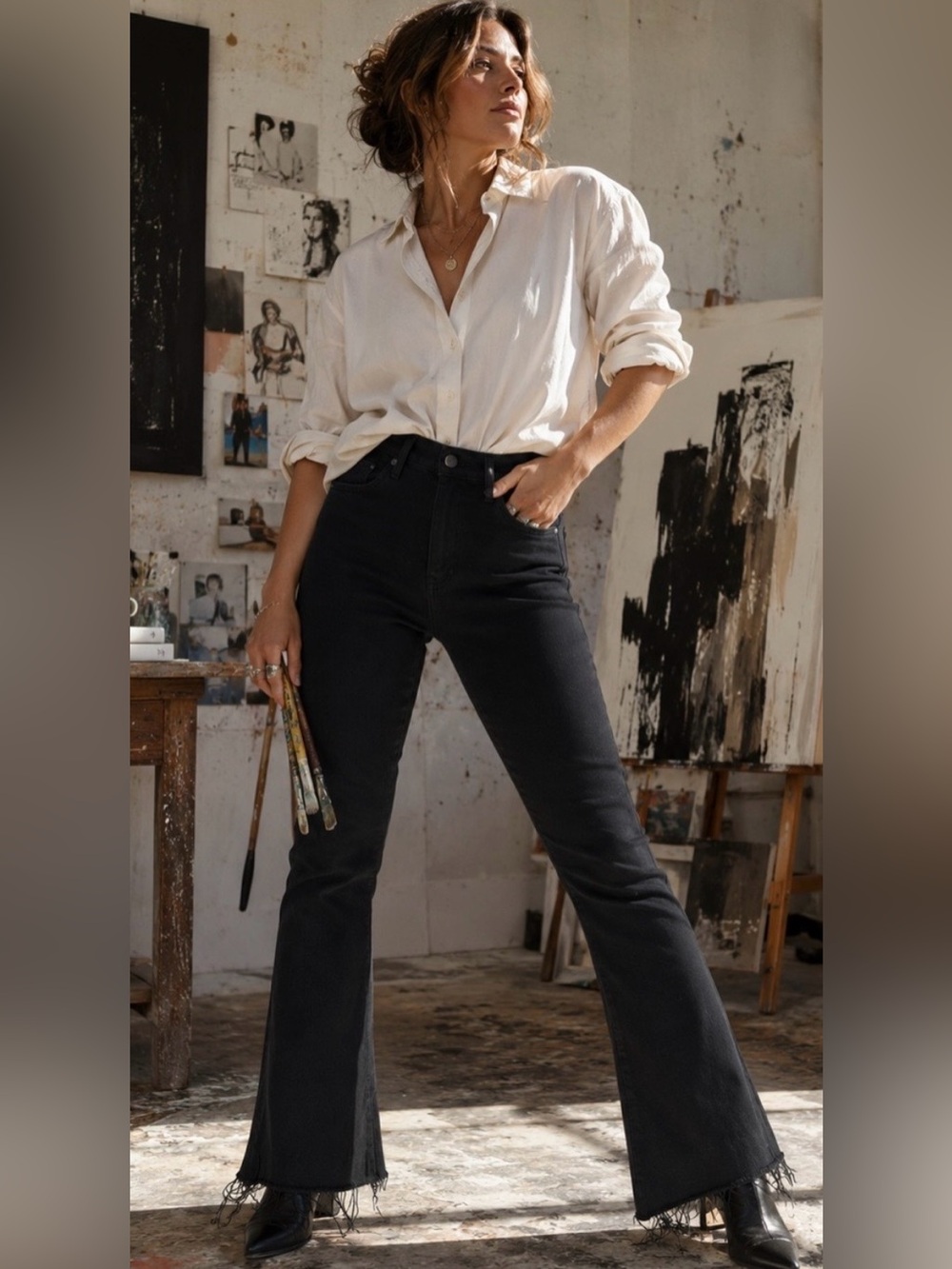 Letter to Juliet- Black Flared Jeans